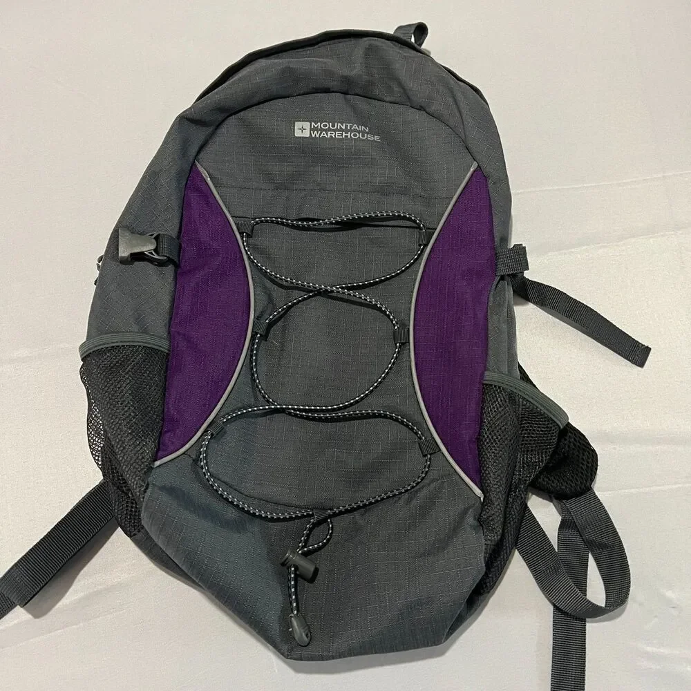 Mountain Warehouse Bolt 18L Backpack Daypack Grey Purple Hiking (Broken Zipper)